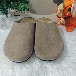 The Row Tan Suede Slippers Minimalist Design
